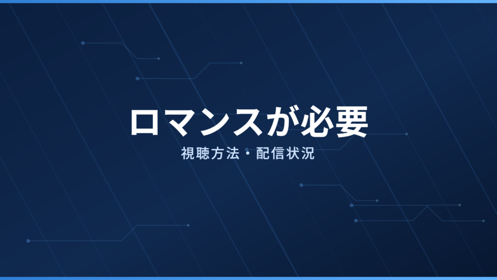 ロマンスが必要 配信情報